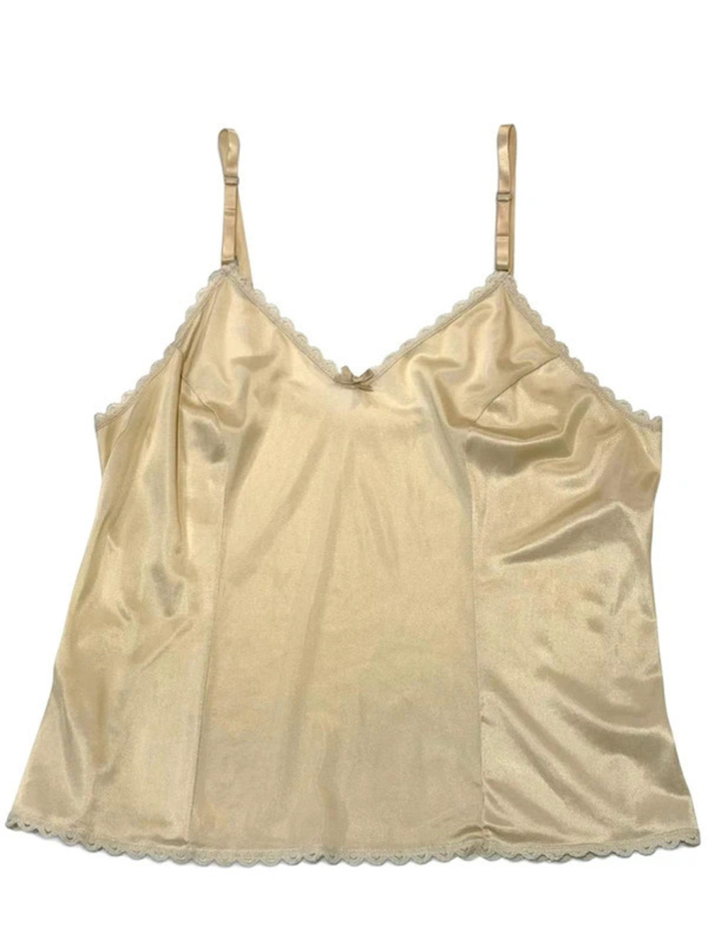 Vintage 80s Sears Champagne Satin Lace Camisole Made USA 36